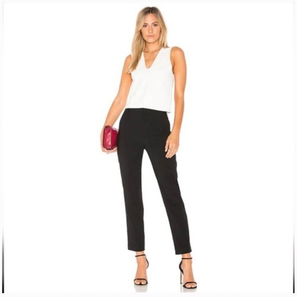 Vince tapered trouser black pants wool blend size 12 trousers office siren